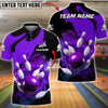 BlueJose Bowling & Pins Flame Swirl Power Shot Customized Name, Team Name 3D Shirt (4 Colors)
