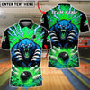 BlueJose Bowling & Pins Furious Blue Bear Strike Explosion Customized Name, Team Name 3D Shirt (4 Colors)