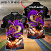 BlueJose Bowling & Pins Fire Dragon Legendary Strike Customized Name, Team Name 3D Shirt (4 Colors)