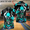 BlueJose Bowling & Pins Skull Knight Dark Power Strike Customized Name, Team Name 3D Shirt (4 Colors)