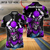 BlueJose Bowling & Pins Skull Knight Dark Power Strike Customized Name, Team Name 3D Shirt (4 Colors)