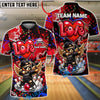 BlueJose Bowling & Pins Cupid Bear Winged Character Customized Name, Team Name 3D Shirt (4 Colors)