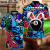 BlueJose Billiards Graffiti 8 Ball Bunny Style Personalized Name Shirt (4 Colors)