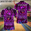 BlueJose Bowling & Pins Cyber Neon Bowling Graffiti Style Customized Name, Team Name 3D Shirt (4 Colors)