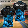 BlueJose Bowling & Pins Golden Eagle Strike Art Customized Name, Team Name 3D Shirt (6 Colors)