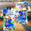 BlueJose Bowling & Pins American Skull Graffiti Bowling Style Customized Name, Team Name 3D Shirt (4 Colors)