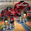 BlueJose Bowling & Pins King Skull Royal Pub Style Customized Name, Team Name 3D Shirt (4 Colors)