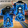 BlueJose Bowling & Pins Fiery Sugar Skull Rose Flame Gothic Team Style Customized Name, Team Name 3D Shirt (4 Colors)
