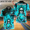 BlueJose Bowling & Pins Fiery Sugar Skull Rose Flame Gothic Team Style Customized Name, Team Name 3D Shirt (4 Colors)