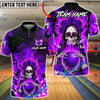 BlueJose Bowling & Pins Fiery Sugar Skull Rose Flame Gothic Team Style Customized Name, Team Name 3D Shirt (4 Colors)
