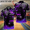 BlueJose Bowling & Pins Black Gold Flame Splash League Style Customized Name, Team Name 3D Shirt (6 Colors)