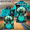 BlueJose Bowling & Pins Hellfire Demon Wolf Full Moon Art Customized Name, Team Name 3D Shirt (4 Colors)