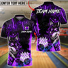 BlueJose Bowling & Pins Fierce Wolf Neon Art Customized Name, Team Name 3D Shirt (4 Colors)