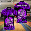 BlueJose Bowling & Pins Funny Skeleton Toilet Humor Art Customized Name, Team Name 3D Shirt (4 Colors)