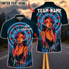 BlueJose Darts Neon Graffiti Girl Retro Vaporwave Personalized Name, Team Name Unisex Shirt (4 Colors)