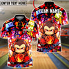 BlueJose Bowling & Pins Graffiti Monkey Fire Ball Street Art Customized Name, Team Name 3D Shirt (4 Colors)