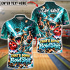 BlueJose Bowling And Pins Funny Graphic Space Monkey Lightning Explosion Customized Name, Team Name 3D Shirt (6 Colors)