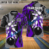 BlueJose Bowling And Pins Dropping Bomb Multicolor Customized Name 3D Shirt (4 Colors)