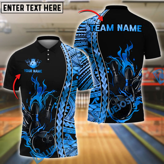 BlueJose Bowling Tribal Fire Strike Design Customized Name, Team Name 3D Shirt (4 Colors)