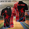 BlueJose Bowling Tribal Fire Strike Design Customized Name, Team Name 3D Shirt (4 Colors)