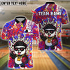 BlueJose Bowling And Pins Graffiti Panda Street Style Customized Name, Team Name 3D Shirt (4 Colors)