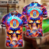 BlueJose Billiards Ball 8 Flame Hollow Skull Personalized Name, Team Name Unisex Shirt (4 Colors)