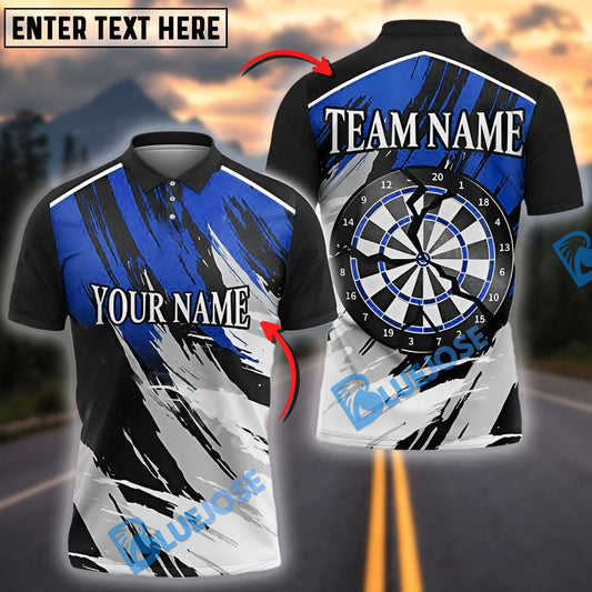 BlueJose Darts Grunge Target Strike Brush Style Personalized Name, Team Name Shirt (4 Colors)