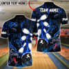 BlueJose Bowling & Pins Wolf Crimson Howl: Strike Night Customized Name, Team Name 3D Shirt (4 Colors)