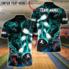 BlueJose Bowling & Pins Wolf Crimson Howl: Strike Night Customized Name, Team Name 3D Shirt (4 Colors)