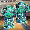 BlueJose Bowling Funny Shark Graffiti Style Customized Name, Team Name 3D Shirt (4 Colors)