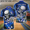 BlueJose Bowling And Pins Skull Lightning Multicolor Customized Name 3D Shirt (4 Colors)