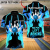 BlueJose Bowling & Pins Fire Strike ‚ÄúNo Pin Left Behind‚Äù Customized Name, Team Name 3D Shirt (4 Colors)
