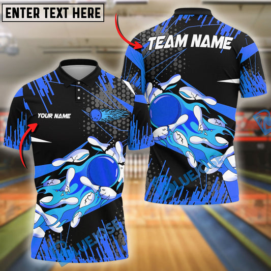 BlueJose Bowling And Pins Golden Blast Customized Name 3D Shirt (4 Colors)