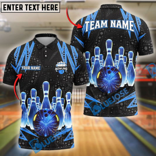 BlueJose Bowling And Pins Dot Electric Customized Name 3D Shirt (4 Colors)