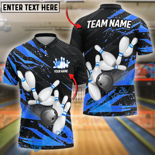 BlueJose Bowling And Pins Flash Customized Name 3D Shirt (6 Colors)