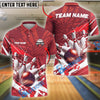 BlueJose Bowling And Pins Patriot Strike Customized Name 3D Shirt (4 Colors)