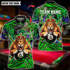BlueJose Billiards 8 Ball Lion King Graffiti Pattern Personalized Name Shirt (4 Colors)