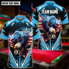 BlueJose Billiards Ball 8 Lightning Eagle USA Flag Personalized Name Shirt (4 Colors)