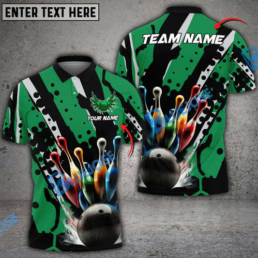 BlueJose Bowling And Pins Eagle Wings Customized Name 3D Shirt ( 6 Colors)