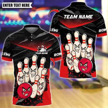 BlueJose Bowling And Pins Smug Ball & Pins Customized Name, Team Name 3D Shirt (4 Colors)