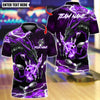 BlueJose Bowling And Pins Dragon Smoke Thunder With Bowling Design Customized Name, Team Name 3D Shirt (4 Colors)