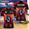 BlueJose Bowling And Pins King Bowling With Flame Pin Design Customized Name, Team Name 3D Shirt (4 Colors)