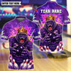 BlueJose Bowling And Pins Thunder King Gorrila Customized Name, Team Name 3D Shirt (4 Colors)
