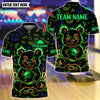 BlueJose Bowling And Pins Scary Teddy Bear With X Eye Customized Name, Team Name 3D Shirt (4 Colors)