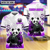 BlueJose Bowling And Pins Master Panda Customized Name, Team Name 3D Shirt (4 Colors)