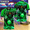 BlueJose Bowling And Pins Flame King Bull Customized Name, Team Name 3D Shirt (4 Colors)