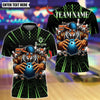 BlueJose Bowling And Pins Cool Tiger Bowling Design Customized Name, Team Name 3D Shirt (4 Colors)