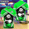 BlueJose Bowling And Pins Angry Panda On Ball Customized Name, Team Name 3D Shirt (4 Colors)