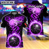 BlueJose Bowling And Pins Flaming Skull Up Ball Customized Name, Team Name 3D Shirt (4 Colors)