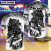 BlueJose Bowling And Pins Angry Wolf Dripping Blood Customized Name, Team Name 3D Shirt (4 Colors)